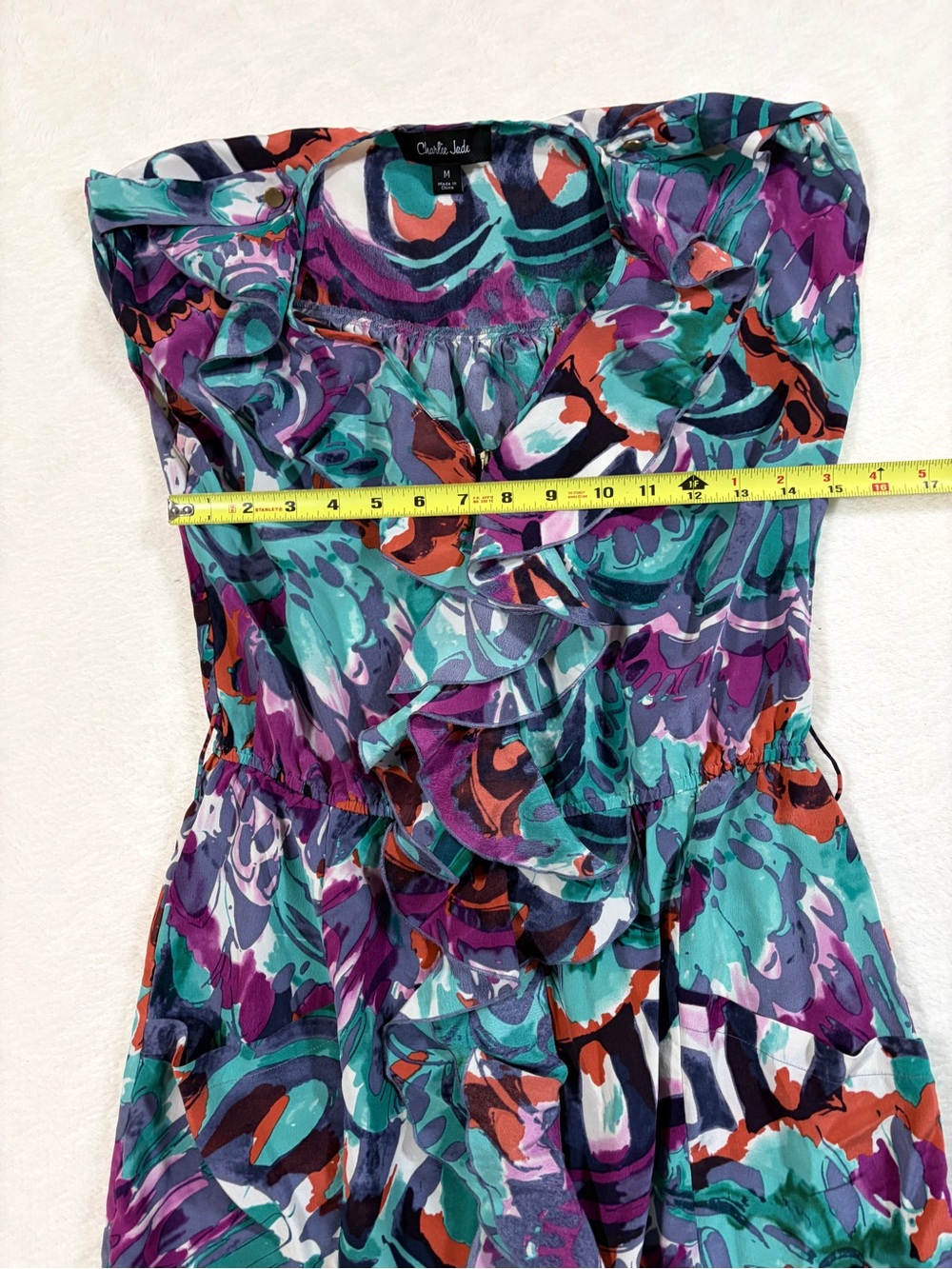 Charlie Jade Teal & Purple Ruffled Mini Dress - Picture 9 of 12